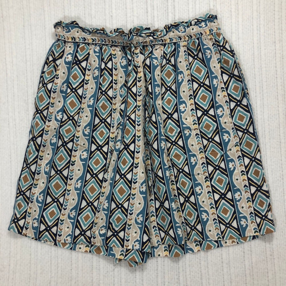 Roo Crossing Diamond Print Shorts Paperbag Waist Casual‎ Summer Cute L